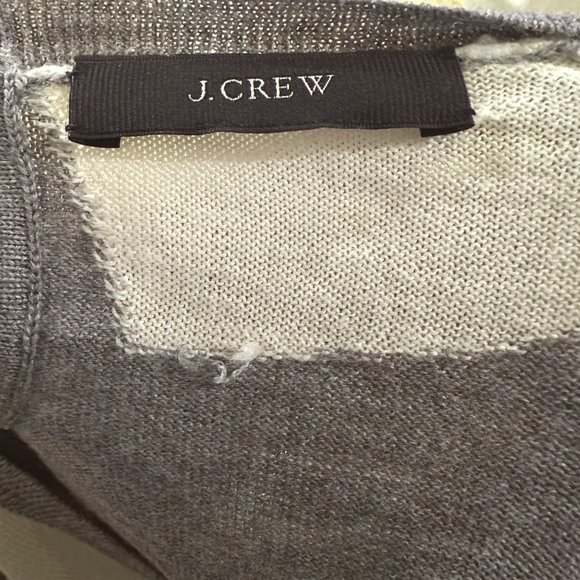 J Crew Faux Collar Knit Top Sweater Gray White Small Cute Preppy Womens Small - Picture 2 of 3